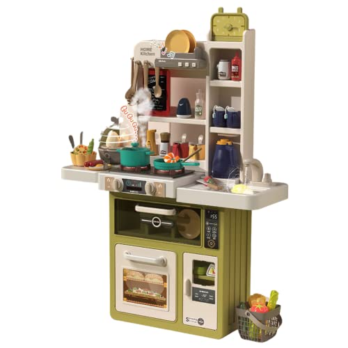 Kinderküche mit 63 TLG. Zubehör, Spülbecken, Kinderherd, Licht, Sound, Spielzeugküche - Die Spielküche Jenny in Grün ist perfekt für Kids ab 3 Jahren von Coemo