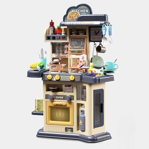Kinderspielzeugküche Joe mit 46-TLG. Zubehör, Spülbecken, Kinderherd, Licht, Sound - Die Spielküche in Blau ab 3 Jahren geeignet von Coemo