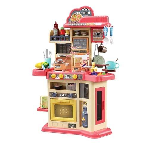 Kinderspielzeugküche Joe mit 46-TLG. Zubehör, Spülbecken, Kinderherd, Licht, Sound - Die Spielküche in Rot ab 3 Jahren geeignet von Coemo