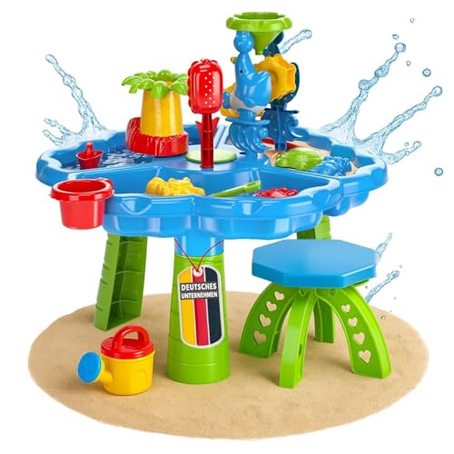 Sand- und Wasserspieltisch NARIUS XL, 3 separate Wasserbecken, 1 Hocker, Wassertisch Kinder Outdoor für Wasserspiele draußen, Balkon und Garten, Matschtisch mit Sandkastenspielzeug, Plantschtisch Sand- und Wasserspieltisch NARIUS XL, 3 separate Wasserbecken, 1 Hocker, Wassertisch Kinder Outdoor für Wasserspiele draußen, Balkon und Garten, Matschtisch mit Sandkastenspielzeug, Plantschtisch von Coemo