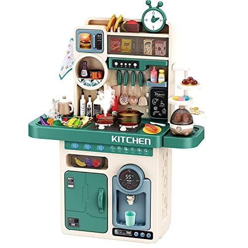 Spielküche mit 93 Teilen Zubehör, Spülbecken, Kinderherd, Licht, Sound, Spielzeugküche - Die Kinderküche Tony in Türkis ist perfekt für Kids ab 3 Jahren von Coemo