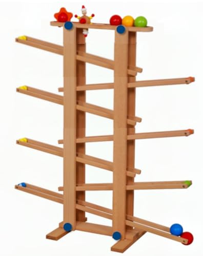 Stabile Kugelbahn XL aus Holz Natur, 7 niedliche Mobile wie Auto, Blume, Kasper, Kugel, große Murmelbahn für Kinder, Rennbahn für Baby und Kleinkind, Motorikspielzeug Stabile Kugelbahn XL aus Holz Natur, 7 niedliche Mobile wie Auto, Blume, Kasper, Kugel, große Murmelbahn für Kinder, Rennbahn für Baby und Kleinkind, Motorikspielzeug von Coemo