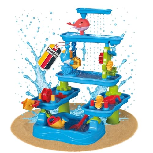 Wasserspieltisch TOJA L 24-tlg. Set Wasserfall inkl. Sandspielzeug, wie Schaufel, Eimer, Sand- & Wassertisch, Matschtisch, Kinder Outdoor, für Jungen und Mädchen, Spielzeug für Kinder ab 3 Jahren von Coemo