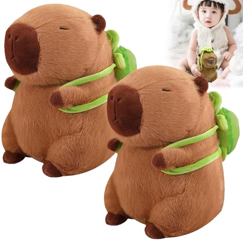 Coffee Life Plus®Simulation Capybara Plüschtier,23cm Capybara Plüschtier,Niedlichen Capybara Plushie,Capybara Tragende Schildkröte,Niedliche Capybara Kuscheltier,Geburtstagsgeschenk für Kinder (2pcs) von Coffee Life Plus