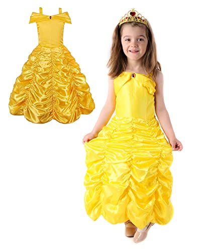 Cogio Kleid, Kostüm, Prinzessin Bella, Die Schöne und das Biest, für Mädchen, Karneval, Ball, Party, 120 von Cogio