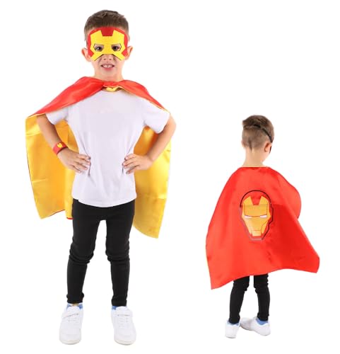 Kostüm Iron, Superheld, Maske + Umhang + Armband, Halloween, Karneval, Cosplay, für Kinder von Cogio