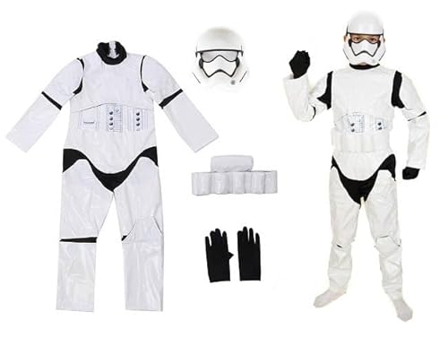 Kostüm Sturmtruppler, Star Wars, Weißes Kostüm + Maske, Unisex, Halloween, Karneval, Cosplay, Unisex, für Kinder, L (9-10 Jahre) von Cogio