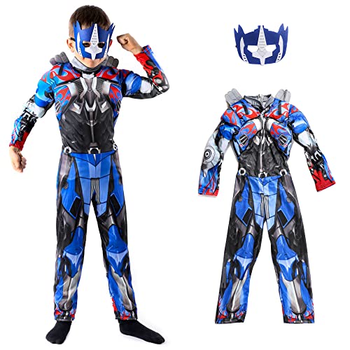 Optimus Kostüm, Superheld, Jumpsuits + Maske, Unisex, Halloween, Karneval, Cosplay, für Kinder von 4-8 Jahren, S, M (Optimus, M) von Cogio