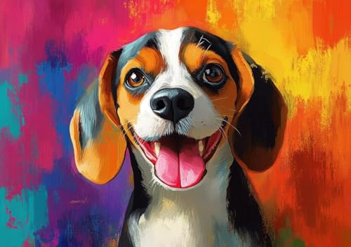 Puzzle 1000 Teile Erwachsene Klassische Puzzle Farbiger Hund Perfekt Um Die ProblemlöSungsfäHigkeiten Zu Verbessern, FöRdert Konzentration und Geduld, Erwachsene und Kinder Ab 14 Jahren 75x50 cm G-4 von Cohnpjng
