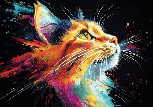 Puzzle 1000 Teile Farbe Katze, Puzzle Erwachsene XXL 75x50 cm EIN Herausforderndes RäTsel ImpossiblePuzzle, Puzzlespiele für Die Ganze Familie, Compact Box Mit Poster Geschenke für Frauen/MäNner L-4 Puzzle 1000 Teile Farbe Katze, Puzzle Erwachsene XXL 75x50 cm EIN Herausforderndes RäTsel ImpossiblePuzzle, Puzzlespiele für Die Ganze Familie, Compact Box Mit Poster Geschenke für Frauen/MäNner L-4 von Cohnpjng