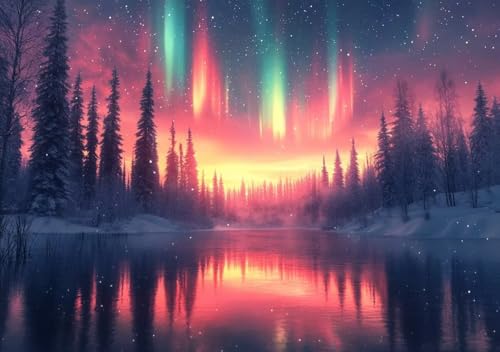 Puzzle 1000 Teile Nordlicht, Puzzle Erwachsene XXL 75x50 cm EIN Herausforderndes RäTsel ImpossiblePuzzle, Puzzlespiele für Die Ganze Familie, Compact Box Mit Poster Geschenke für Frauen/MäNner Y-8 von Cohnpjng