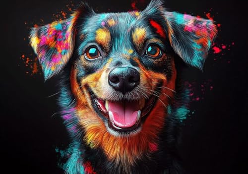 Puzzle 120 Teile Erwachsene Klassische Puzzle Farbiger Hund Perfekt Um Die ProblemlöSungsfäHigkeiten Zu Verbessern, FöRdert Konzentration und Geduld, Erwachsene und Kinder Ab 14 Jahren 25x20 cm X-1 von Cohnpjng