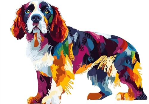 Puzzle 120 Teile Farbiger Hund, Puzzle Erwachsene XXL 25x20 cm EIN Herausforderndes RäTsel ImpossiblePuzzle, Puzzlespiele für Die Ganze Familie, Compact Box Mit Poster Geschenke für Frauen/MäNner Q-3 von Cohnpjng