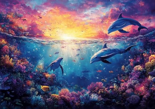 Puzzle 200 Teile Erwachsene Klassische Puzzle Delphin Perfekt Um Die ProblemlöSungsfäHigkeiten Zu Verbessern, FöRdert Konzentration und Geduld, für Erwachsene und Kinder Ab 14 Jahren 35x25 cm M-9 von Cohnpjng