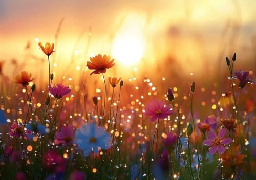 Puzzle 200 Teile Sonnenschein und Blumen, Puzzle Erwachsene 35x25cm EIN Herausforderndes RäTsel ImpossiblePuzzle, Puzzlespiele für Die Ganze Familie, Compact Box Mit Poster Geschenke für Frauen S-4 von Cohnpjng