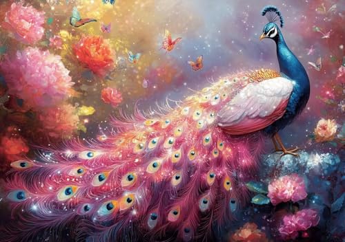 Puzzle 2000 Teile Bunter Pfau, Puzzle Erwachsene XXL 100x70 cm EIN Herausforderndes RäTsel ImpossiblePuzzle, Puzzlespiele für Die Ganze Familie, Compact Box Mit Poster Geschenke für Frauen/MäNner H-0 von Cohnpjng