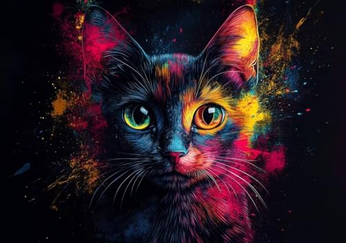 Puzzle 2000 Teile Erwachsene Klassische Puzzle Farbe Katze Perfekt Um Die ProblemlöSungsfäHigkeiten Zu Verbessern, FöRdert Konzentration und Geduld, Erwachsene und Kinder Ab 14 Jahren 100x70 cm M-9 von Cohnpjng