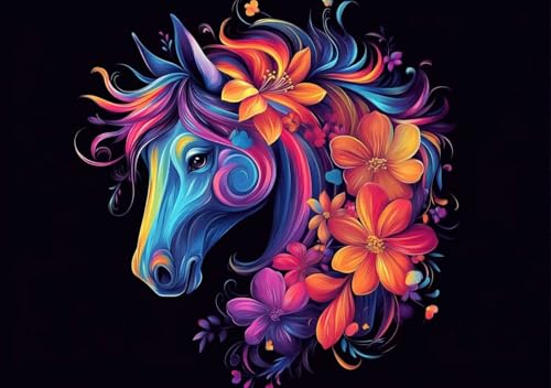 Puzzle 2000 Teile Erwachsene Klassische Puzzle Farbe Pferd Perfekt Um Die ProblemlöSungsfäHigkeiten Zu Verbessern, FöRdert Konzentration und Geduld, Erwachsene und Kinder Ab 14 Jahren 100x70 cm X-1 von Cohnpjng