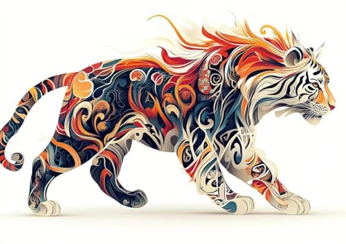 Puzzle 2000 Teile Erwachsene Klassische Puzzle Farbe Tiger Perfekt Um Die ProblemlöSungsfäHigkeiten Zu Verbessern, FöRdert Konzentration und Geduld, Erwachsene und Kinder Ab 14 Jahren 100x70 cm K-7 von Cohnpjng