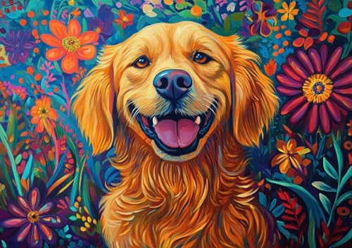 Puzzle 2000 Teile Erwachsene Klassische Puzzle Hund und Blumen, Um Die ProblemlöSungsfäHigkeiten Zu Verbessern, FöRdert Konzentration und Geduld, Erwachsene und Kinder Ab 14 Jahren 100x70 cm R-8 von Cohnpjng