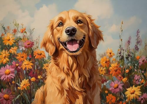Puzzle 2000 Teile Erwachsene Klassische Puzzle Hund und Blumen, Um Die ProblemlöSungsfäHigkeiten Zu Verbessern, FöRdert Konzentration und Geduld, Erwachsene und Kinder Ab 14 Jahren 100x70 cm Z-4 von Cohnpjng