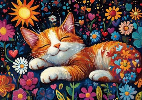Puzzle 2000 Teile Erwachsene Klassische Puzzle Schlafende Katze, Um Die ProblemlöSungsfäHigkeiten Zu Verbessern, FöRdert Konzentration und Geduld, Erwachsene und Kinder Ab 14 Jahren 100x70 cm L-7 von Cohnpjng