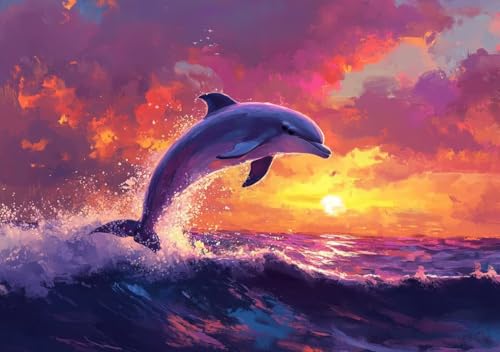 Puzzle 300 Teile Erwachsene Klassische Puzzle Delphin Perfekt Um Die ProblemlöSungsfäHigkeiten Zu Verbessern, FöRdert Konzentration und Geduld, für Erwachsene und Kinder Ab 14 Jahren 52x38 cm M-2 von Cohnpjng