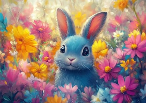 Puzzle 300 Teile Erwachsene Klassische Puzzle Kaninchen und Blumen, Um Die ProblemlöSungsfäHigkeiten Zu Verbessern, FöRdert Konzentration und Geduld, Erwachsene und Kinder Ab 14 Jahren 52x38 cm Q-8 von Cohnpjng