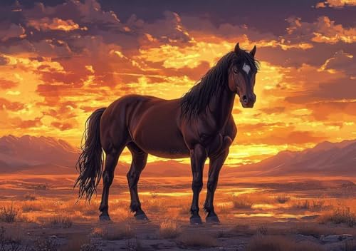 Puzzle 300 Teile Erwachsene Klassische Puzzle Pferd Perfekt Um Die ProblemlöSungsfäHigkeiten Zu Verbessern, FöRdert Konzentration und Geduld, für Erwachsene und Kinder Ab 14 Jahren 52x38 cm T-7 von Cohnpjng