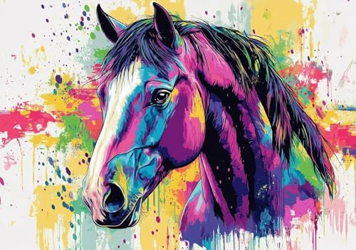 Puzzle 300 Teile Farbe Pferd, Puzzle Erwachsene XXL 52x38 cm EIN Herausforderndes RäTsel ImpossiblePuzzle, Puzzlespiele für Die Ganze Familie, Compact Box Mit Poster Geschenke für Frauen/MäNner K-9 Puzzle 300 Teile Farbe Pferd, Puzzle Erwachsene XXL 52x38 cm EIN Herausforderndes RäTsel ImpossiblePuzzle, Puzzlespiele für Die Ganze Familie, Compact Box Mit Poster Geschenke für Frauen/MäNner K-9 von Cohnpjng