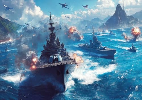 Puzzle 300 Teile Flugzeugträgerflotte, Puzzle Erwachsene XXL 52x38cm EIN Herausforderndes RäTsel ImpossiblePuzzle, Puzzlespiele für Die Ganze Familie, Compact Box Mit Poster Geschenke für Frauen H-5 von Cohnpjng