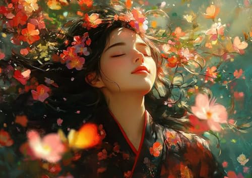 Puzzle 300 Teile Frau Blume, Puzzle Erwachsene XXL 52x38 cm EIN Herausforderndes RäTsel ImpossiblePuzzle, Puzzlespiele für Die Ganze Familie, Compact Box Mit Poster Geschenke für Frauen/MäNner K-8 von Cohnpjng