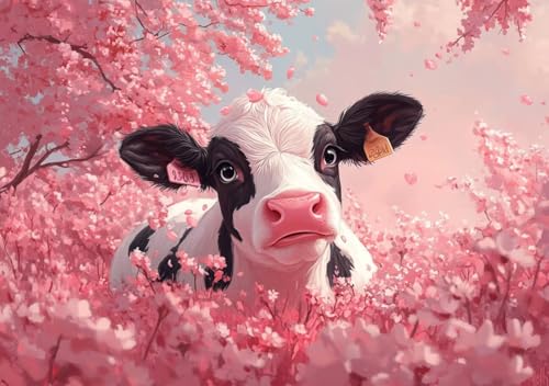 Puzzle 300 Teile Rosa Kuh, Puzzle Erwachsene XXL 52x38 cm EIN Herausforderndes RäTsel ImpossiblePuzzle, DIY Puzzlespiele für Die Ganze Familie, Compact Box Mit Poster Geschenke für Frauen/MäNner P-1 von Cohnpjng
