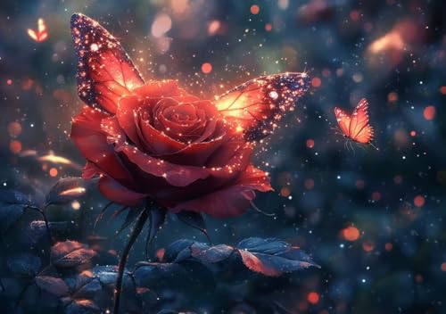Puzzle 50 Teile 5D DIY Erwachsene Klassische Puzzle Rose Perfekt Um Die ProblemlöSungsfäHigkeiten Zu Verbessern, FöRdert Konzentration und Geduld, für Erwachsene und Kinder Ab 14 Jahren 15x10 cm U-9 von Cohnpjng