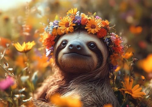 Puzzle 50 Teile Erwachsene Klassische Puzzle Blumenfaultier Perfekt Um Die ProblemlöSungsfäHigkeiten Zu Verbessern, FöRdert Konzentration und Geduld, Erwachsene und Kinder Ab 14 Jahren 15x10 cm P-5 von Cohnpjng