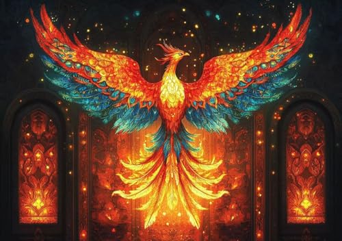 Puzzle 50 Teile Erwachsene Klassische Puzzle Farbe Phoenix Perfekt Um Die ProblemlöSungsfäHigkeiten Zu Verbessern, FöRdert Konzentration und Geduld, für Erwachsene und Kinder Ab 14 Jahren 15x10 cm D-2 von Cohnpjng