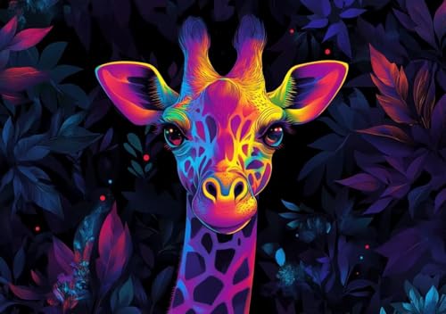 Puzzle 50 Teile Erwachsene Klassische Puzzle Farbige Giraffe Perfekt Um Die ProblemlöSungsfäHigkeiten Zu Verbessern, FöRdert Konzentration und Geduld, Erwachsene und Kinder Ab 14 Jahren 15x10 cm T-3 von Cohnpjng