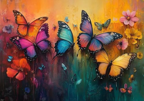Puzzle 50 Teile Erwachsene Klassische Puzzle Farbiger Schmetterling, Um Die ProblemlöSungsfäHigkeiten Zu Verbessern, FöRdert Konzentration und Geduld, Erwachsene und Kinder Ab 14 Jahren 15x10 cm P-1 von Cohnpjng