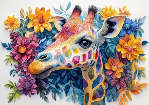 Puzzle 50 Teile Erwachsene Klassische Puzzle Giraffe Perfekt Um Die ProblemlöSungsfäHigkeiten Zu Verbessern, FöRdert Konzentration und Geduld, für Erwachsene und Kinder Ab 14 Jahren 15x10 cm W-8 von Cohnpjng