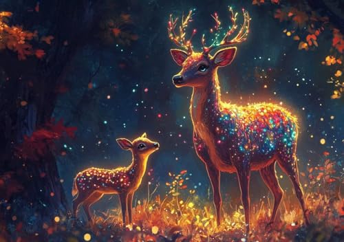 Puzzle 50 Teile Erwachsene Klassische Puzzle Große und kleine Hirsche, Um Die ProblemlöSungsfäHigkeiten Zu Verbessern, FöRdert Konzentration und Geduld, Erwachsene und Kinder Ab 14 Jahren 15x10 cm J-4 von Cohnpjng