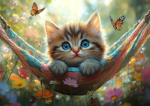 Puzzle 50 Teile Erwachsene Klassische Puzzle Katzenschmetterling, Um Die ProblemlöSungsfäHigkeiten Zu Verbessern, FöRdert Konzentration und Geduld, Erwachsene und Kinder Ab 14 Jahren 15x10 cm C-8 von Cohnpjng