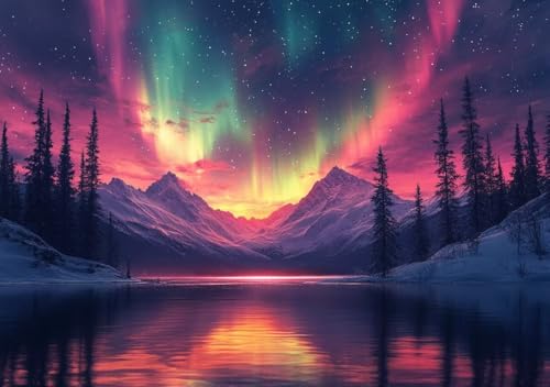 Puzzle 50 Teile Erwachsene Klassische Puzzle Nordlicht Perfekt Um Die ProblemlöSungsfäHigkeiten Zu Verbessern, FöRdert Konzentration und Geduld, für Erwachsene und Kinder Ab 14 Jahren 15x10 cm X-5 von Cohnpjng