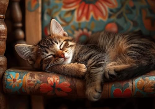 Puzzle 50 Teile Erwachsene Klassische Puzzle Schlafende Katze Perfekt Um Die ProblemlöSungsfäHigkeiten Zu Verbessern, FöRdert Konzentration und Geduld, Erwachsene und Kinder Ab 14 Jahren 15x10 cm L-9 von Cohnpjng