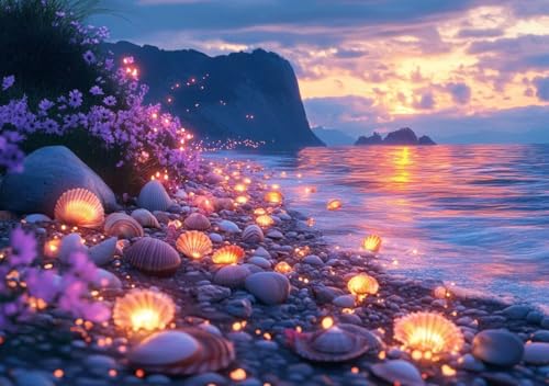 Puzzle 50 Teile Erwachsene Klassische Puzzle Shell Beach Perfekt Um Die ProblemlöSungsfäHigkeiten Zu Verbessern, FöRdert Konzentration und Geduld, für Erwachsene und Kinder Ab 14 Jahren 15x10 cm T-0 von Cohnpjng