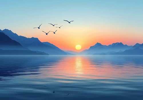 Puzzle 50 Teile Erwachsene Klassische Puzzle Sonnenuntergang und Meer, Um Die ProblemlöSungsfäHigkeiten Zu Verbessern, FöRdert Konzentration und Geduld, Erwachsene und Kinder Ab 14 Jahren 15x10 cm Y-1 von Cohnpjng