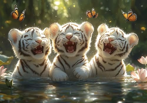 Puzzle 50 Teile Erwachsene Klassische Puzzle Weißer Tiger Perfekt Um Die ProblemlöSungsfäHigkeiten Zu Verbessern, FöRdert Konzentration und Geduld, für Erwachsene und Kinder Ab 14 Jahren 15x10 cm F-0 von Cohnpjng
