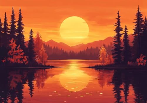 Puzzle 50 Teile Malerischer Sonnenuntergang, Puzzle Erwachsene 15x10cm EIN Herausforderndes RäTsel ImpossiblePuzzle, Puzzlespiele für Die Ganze Familie Compact Box Mit Poster Geschenke für Frauen T-0 von Cohnpjng