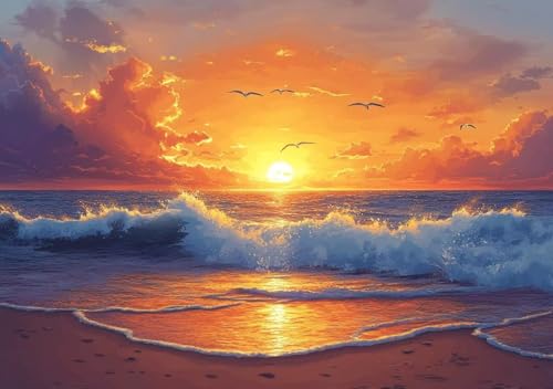 Puzzle 50 Teile Sonnenuntergang, Puzzle Erwachsene XXL 15x10cm EIN Herausforderndes RäTsel ImpossiblePuzzle, DIY Puzzlespiele für Die Ganze Familie Compact Box Mit Poster Geschenke für Frauen R-6 von Cohnpjng