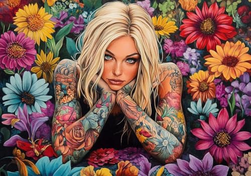 Puzzle 500 Teile Erwachsene Klassische Puzzle Blumen und Frauen, Um Die ProblemlöSungsfäHigkeiten Zu Verbessern, FöRdert Konzentration und Geduld, Erwachsene und Kinder Ab 14 Jahren 52x38 cm U-1 von Cohnpjng