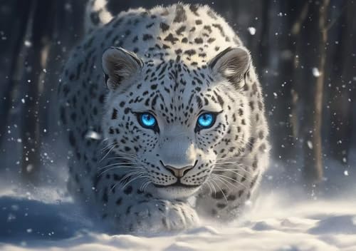 Puzzle 500 Teile Schneeleopard, Puzzle Erwachsene XXL 52x38 cm EIN Herausforderndes RäTsel ImpossiblePuzzle, Puzzlespiele für Die Ganze Familie, Compact Box Mit Poster Geschenke für Frauen/MäNner N-8 von Cohnpjng